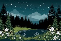 Illustration of graphic background wilderness landscape outdoors.