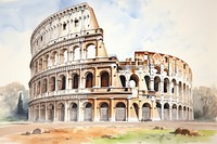 Watercolor of Colosseum in rome architecture colosseum landmark.