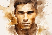 Man watercolor background portrait painting adult.