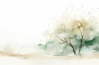Mint tree watercolor background outdoors painting tranquility.