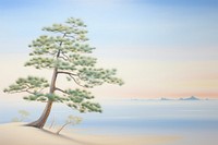 Painting of pine tree landscape outdoors nature.