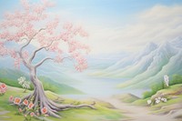 Painting of spring outdoors nature flower.