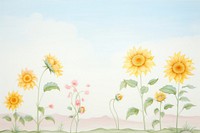 Painting of sunflower border pattern plant inflorescence.