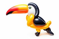 A balloon twisting in the shape of a beautiful toucan bird balloon animal beak white background.
