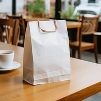 Kraft Paper Bag Mockup bag coffee table.
