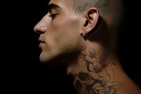 Man with floral neck tattoo