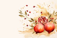 Pomegranate watercolor background fruit plant food.
