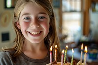 Girl smiling portrait cake birthday.