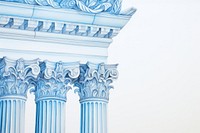 Vintage drawing rome architecture column blue.