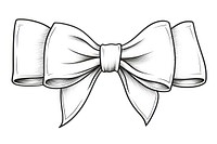 Ribbon bow sketch line white background.