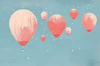Abstract Risograph printing illustration minimal of hot air balloons backgrounds aircraft transportation.