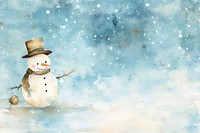 Snowman watercolor background outdoors winter nature.