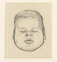 Hoofd van een baby met gesloten ogen (1887 - 1924) by Julie de Graag