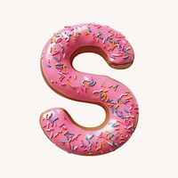Letter S, 3D alphabet pink donut illustration