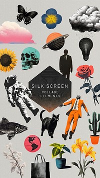 Silk screen collage element set