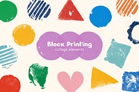 Block printing collage element set