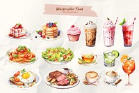 Watercolor food illustration set