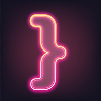 Curly bracket pink neon illustration