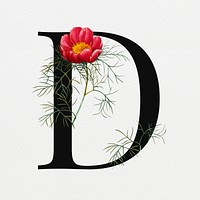 Floral letter D digital art illustration