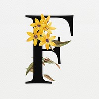 Floral letter F digital art illustration