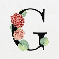 Floral letter G digital art illustration