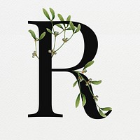 Floral letter R digital art illustration