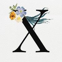 Floral letter X digital art illustration