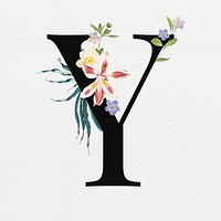 Floral letter Y digital art illustration