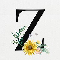 Floral letter Z digital art illustration