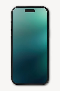 Mobile phone with teal screen flat lay design
