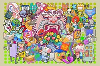 Funky neo graffiti, abstract cartoon illustration