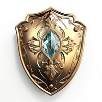 Gold knight shield gemstone jewelry pendant.
