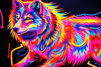 A wolf neon pattern purple.