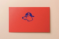 Red business card with dog logo