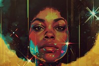 Black woman face art portrait painting.