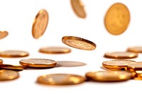Gold coins backgrounds money white background.