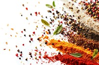 Spices food red white background.