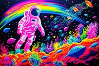 A Psychedelic astronaut purple painting pattern.