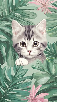Realistic hand drawing of cat backgrounds pattern animal.