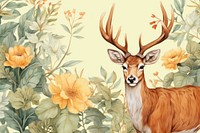 Realistic hand drawing of deer wildlife pattern animal.