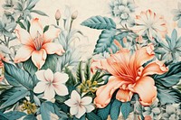 Vintage drawing of tile pattern flower backgrounds painting.