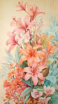 Tropical flowers backgrounds painting pattern.