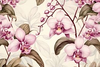 Vintage drawing of orchid flower pattern backgrounds plant inflorescence.