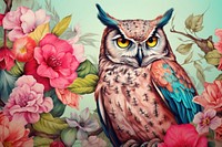 Owl flower painting pattern.