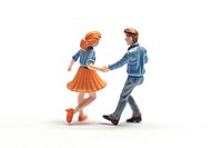 Couple dancing figurine toy white background.