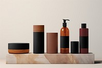 Black and brown skincare product packaging