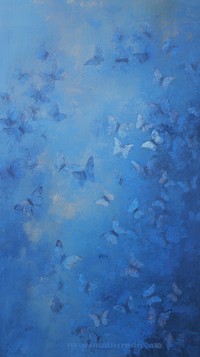 Acrylic paint of common blue butterfiles painting texture animal.