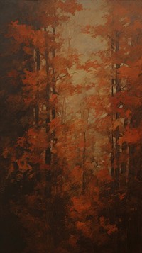 Acrylic paint of autumn forest painting outdoors nature.