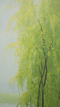 Willow tree painting outdoors.