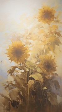 Acrylic paint of sunflowers art painting outdoors.